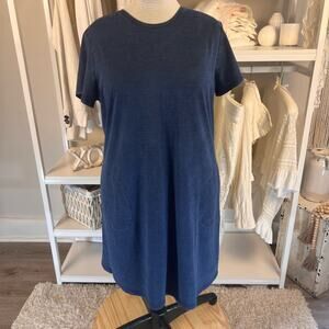 PureJill Women's Size L Blue T Shirt Dress, tunic with size pockets #2989